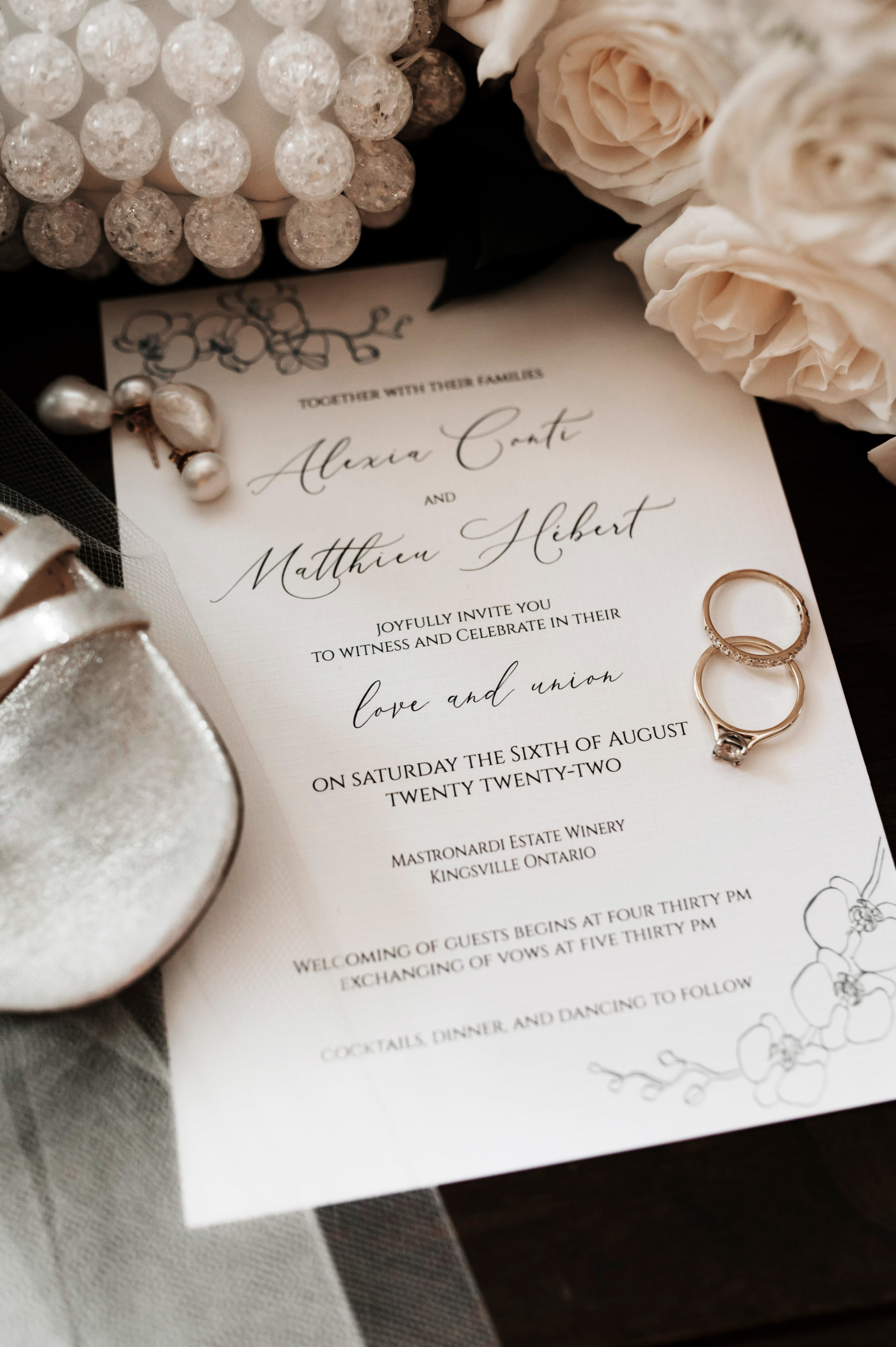 Wedding invitation details at Mastronardi estate winery