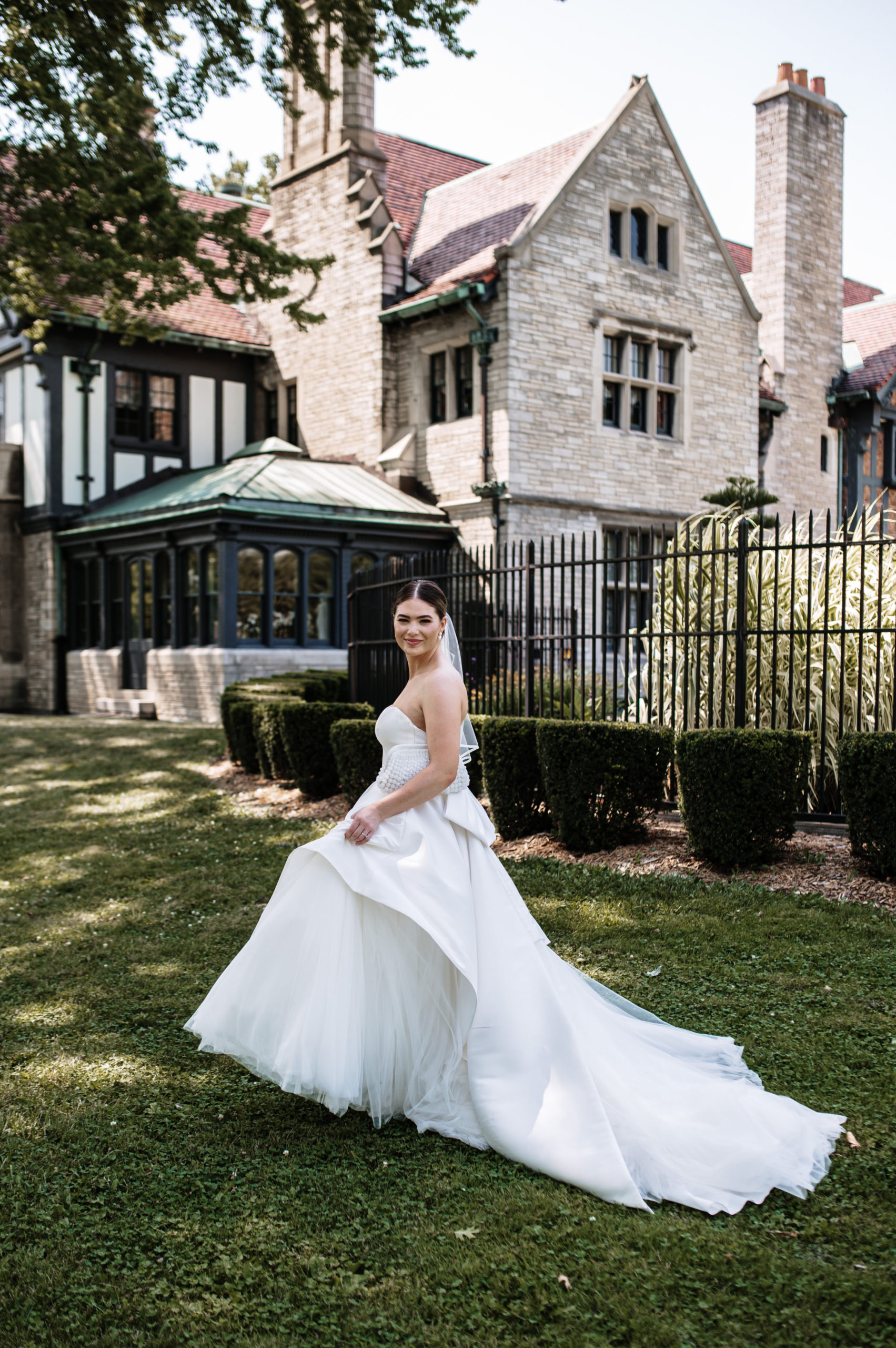 Bride in her wedding dress at Willistead Manor